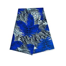 Coupon de tissu - Wax 100% coton - Graphiques / Bleu / Noir / Blanc