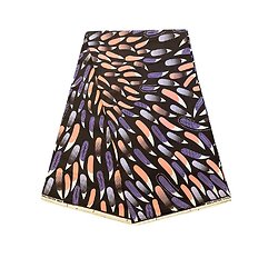 Coupon de tissu - Wax 100% coton - Graphiques - Violet / Saumon / Noir