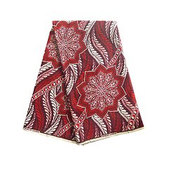 Coupon de tissu - Wax 100% coton - Graphiques - Rouge / Rose / Bordeaux