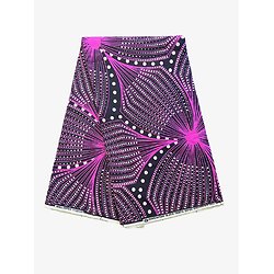 Coupon de tissu - Wax 100% coton - Graphiques - Violet / Noir / Blanc