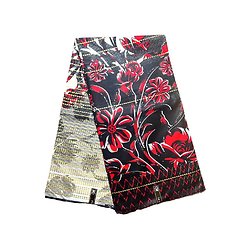 Coupon de tissu - Wax 100% coton - Confiance - Noir / Rouge / Doré