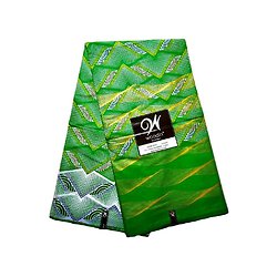 Coupon de tissu - Wax 100% coton - Dream - Vert / Blanc / Doré