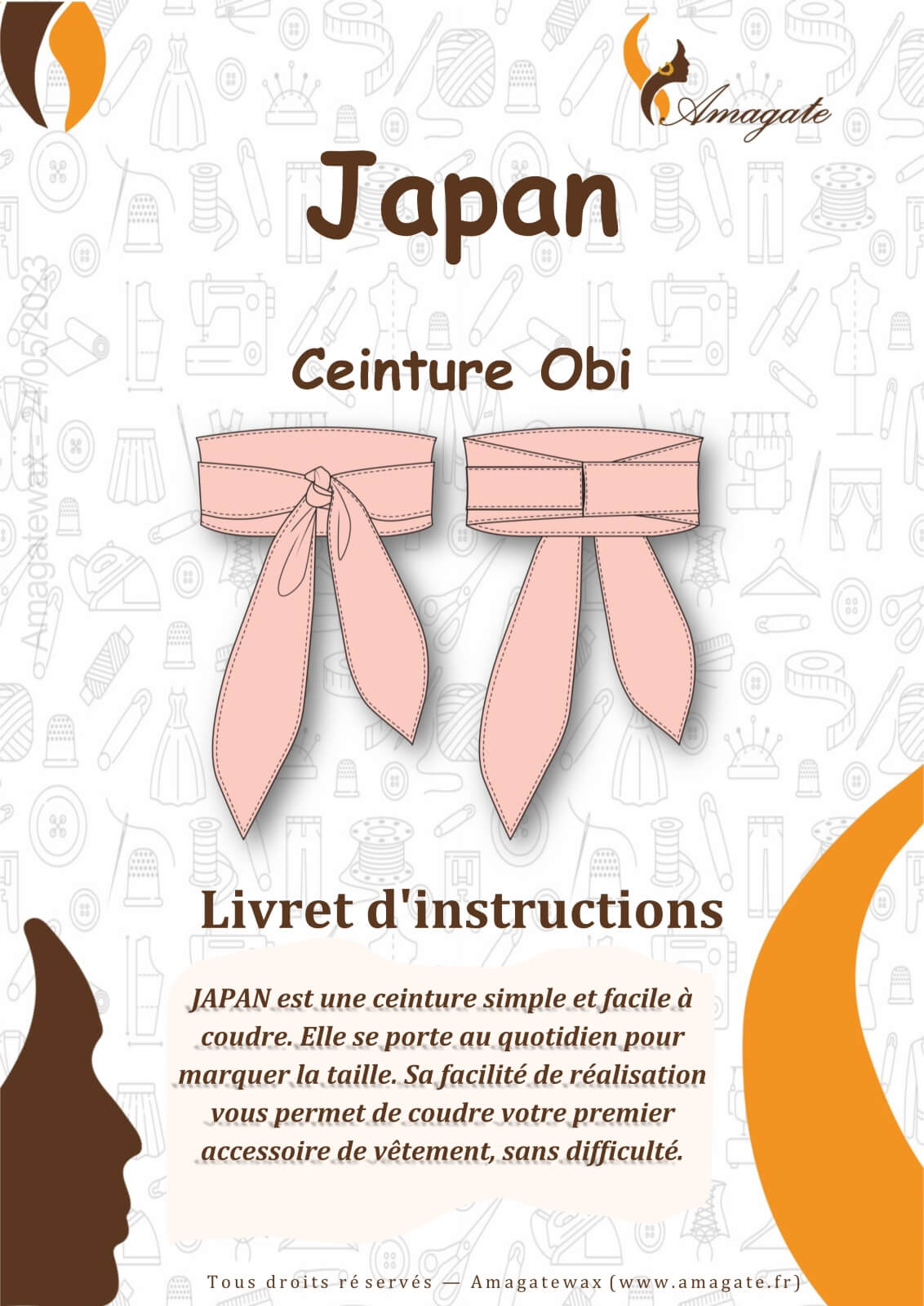 Japan - Ceinture Obi - Taille 32 à 56 - Pochette