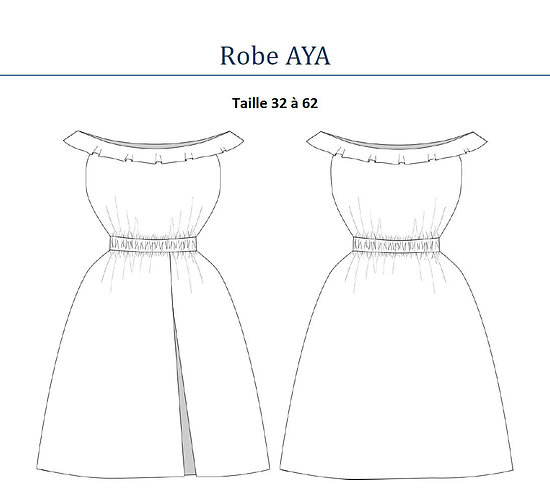 Aya - Robe - Taille 32 à 62 - PDF