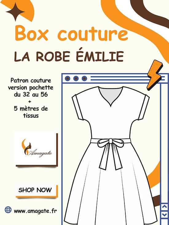 Box Couture - Emilie - Robe - Taille 32 à 56 - Woodin Le Créateur