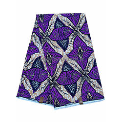Tissu - Wax 100% coton - Graphiques - Violet / Brun / Noir