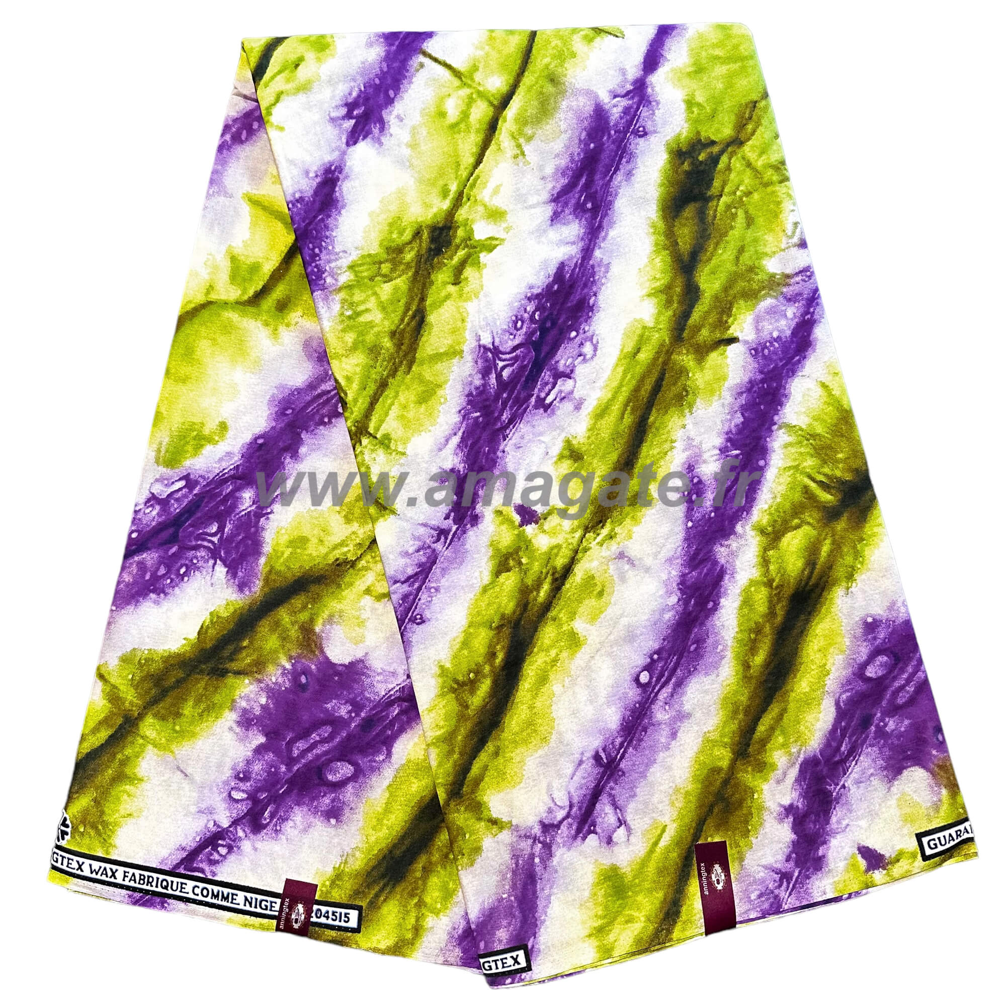 Tissu - Wax 100% coton - Graphiques - Vert / Violet / Marron