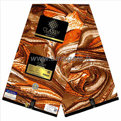 Tissu - Wax 100% coton - Graphiques - Orange / Marron / Blanc