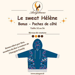 Hélène - Sweat - Taille 32 à 56 - Bonus - Poches de côté - PDF