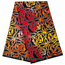 Tissu - Wax 100% coton - Graphiques - Rouge / Orange / Jaune