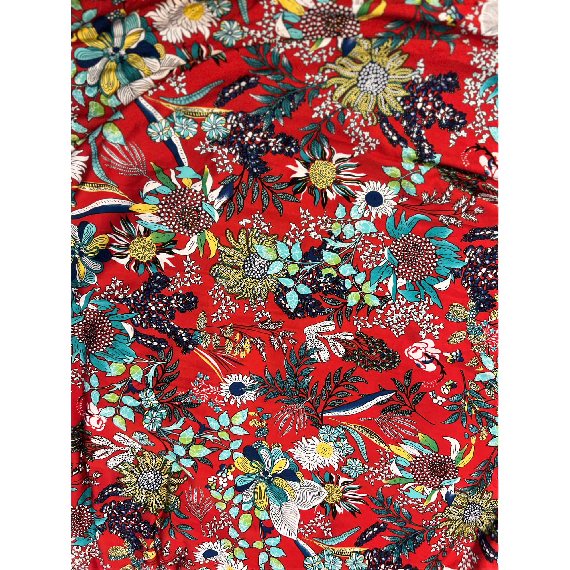 Jersey de viscose - fleurs - Rouge / Multi-couleurs