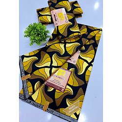 Tissu - Wax 100% coton - Graphiques - Marron / Kaki / Doré