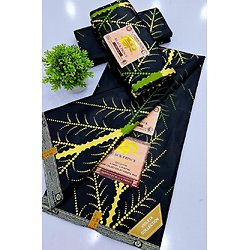 Tissu - Wax 100% coton - Graphiques - Vert / Noir / Doré