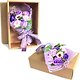 Bouquet Violet avec fleurs de savon dans sa boite bain romantique
