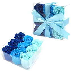 Rose en savon Bleu pour un bain romantique coloris 3 tons