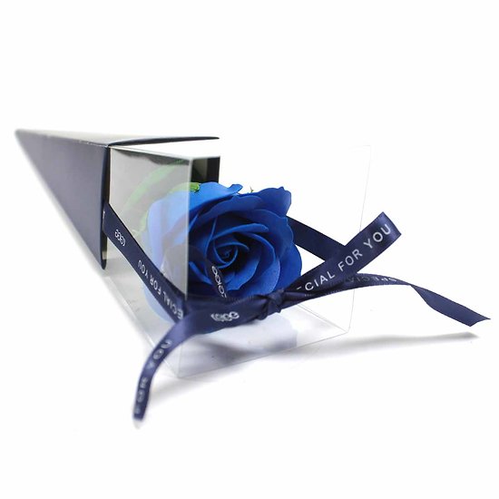 Rose de savon en Bleu emballage individuel est le cadeau parfait