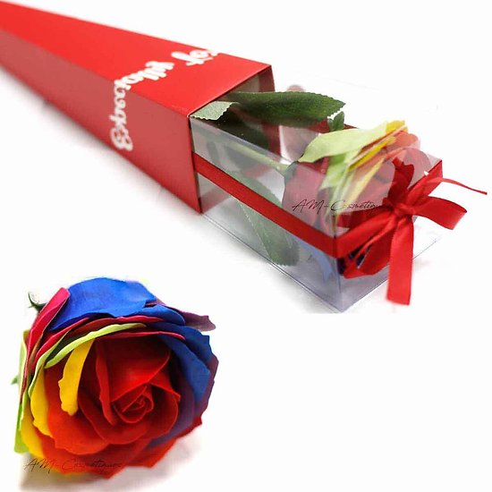 Rose de savon multicolore emballage individuel le cadeau parfait