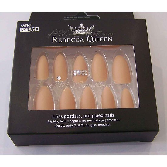 Faux ongles mat Terre Cuite strass autocollant Rebecca Queen