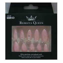 Faux ongles brillant Rose avec perles autocollant Rebecca Queen