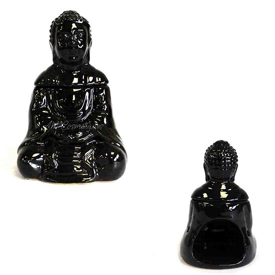 Brûleur à huile Bouddha assis noir en céramique idéal décoration