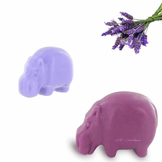 Savon Hippopotame fantaisie parfumé Lavande 25g soap violet