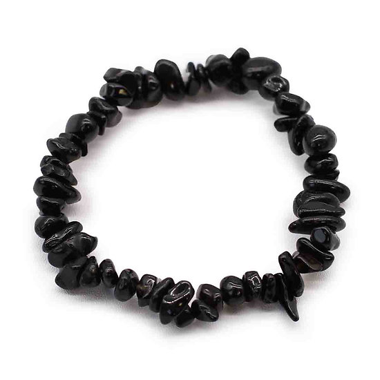 Bracelet chipstone Agate Noire éclat pierres force et protection