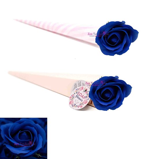 Fleur en savon Rose Bleu Indigo moyenne individuelle pour bain