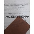 Ensemble papiers Mort pour la France 1915
