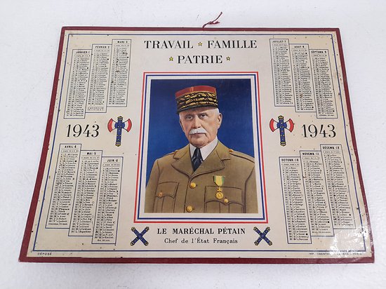 Almanach calendrier Maréchal Pétain France 1943