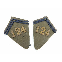 Paire de pattes de col officier 124ème Régiment infanterie ww2