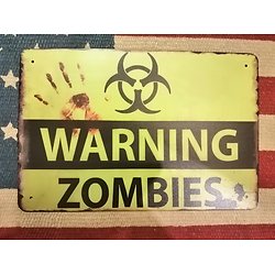Plaque métallique  Warning Zombies