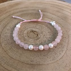 Bracelet Duo quartz rose et perle véritable