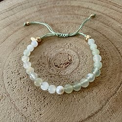 Bracelet jade, pierre de lune et perle
