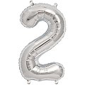 Ballon anniversaire chiffre aluminium argent - 36 cm