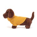 Peluche Jellycat Chien Teckel en Pull Jaune - Sweater Sausage Dog - S3SDY 14cm