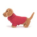 Peluche Jellycat Chien Teckel en Pull Rose - Sweater Sausage Dog - S3SDP 14cm