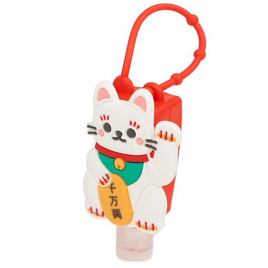 Flacon de sac gel hydroalcolique avec étui silicone - Chat porte bonheur japonais maneki neko