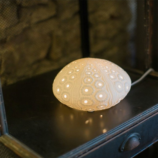 Lampe décorative Oursin de mer en porcelaine blanche