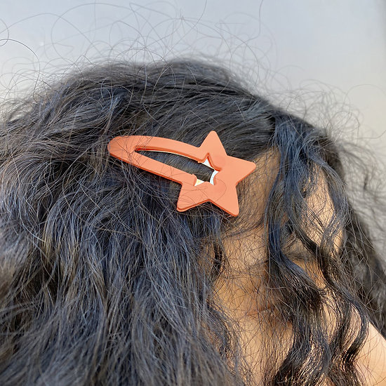 Grande barrette cheveux étoile - Corail