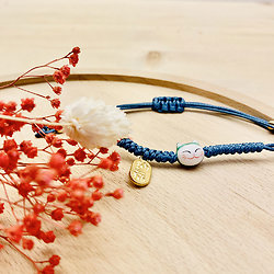Bracelet porte bonheur japonais Chat Maneki Neko - Vert