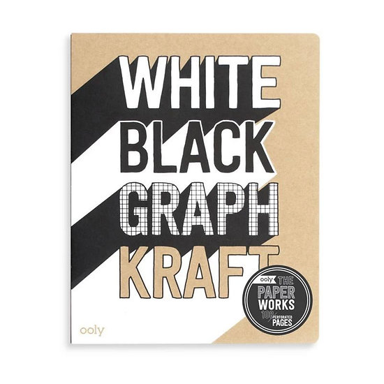 Cahier de dessins Paper Works - Papier blanc, noir, graphique et kraft