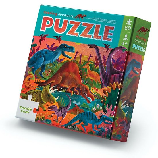 Puzzle 60 pièces effet métal - Les dinosaures