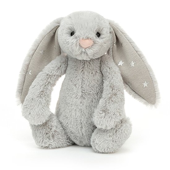 Peluche Jellycat gris clair – Bashful Shimmer Bunny – Small BASS6SHIM 18cm