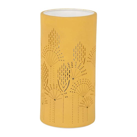 Lampe porcelaine décorative ajourée à poser - Sevent's Moutarde
