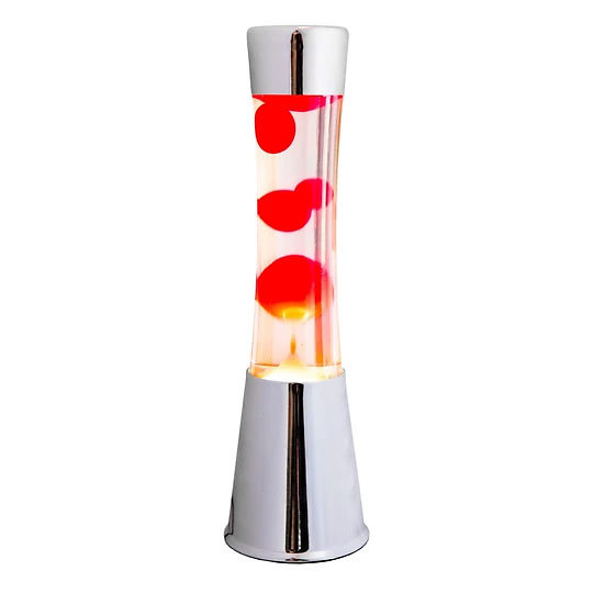 Lampe à lave 40 cm - Chrome - Liquide tranparent & Lave Rouge