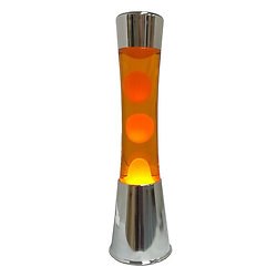 Lampe à lave 40 cm - Chrome - Liquide Orange & Lave Orange