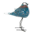 Oiseau décoratif en Verre à poser - Bleu et Blanc