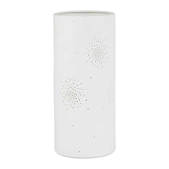 Grande lampe porcelaine blanche décorative ajourée à poser - Végétal