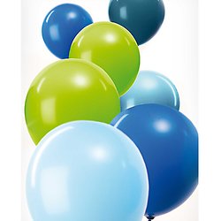 Ballons anniversaire Multicolores Aqua - Lot de 12