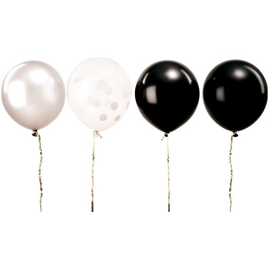 Ballons anniversaire Noir et Blanc - Lot de 12